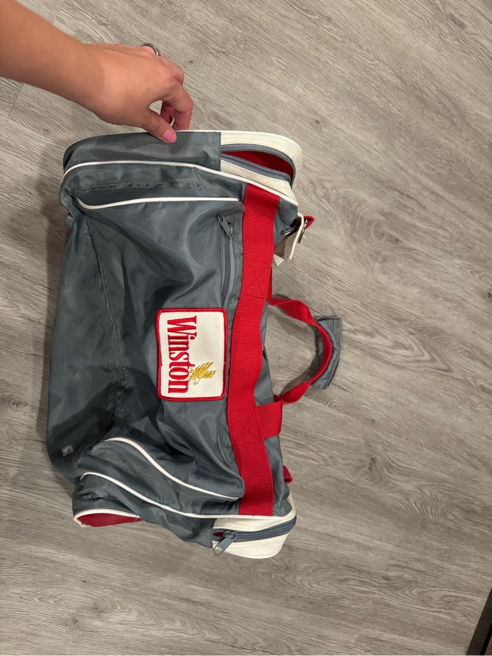 Gray & Red Vintage Winston Cigarettes Duffle Bag